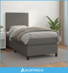 Krevet s oprugama i madracem sivi 80 x 200 cm od umjetne kože - NOVO