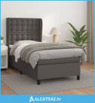 Krevet s oprugama i madracem sivi 80 x 200 cm od umjetne kože - NOVO