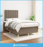 Krevet s oprugama i madracem smeđesivi 120 x 200 cm od tkanine - NOVO