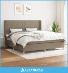 Krevet s oprugama i madracem smeđesivi 200x200 cm od tkanine - NOVO