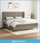 Krevet s oprugama i madracem smeđesivi 200x200 cm od tkanine - NOVO