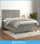 Krevet s oprugama i madracem svjetlosivi 140x190 cm baršunasti - NOVO