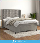 Krevet s oprugama i madracem svjetlosivi 140x190 cm baršunasti - NOVO