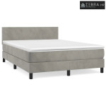Boxspring - Krevet s oprugama i madracem svjetlosivi 140x190 cm baršun