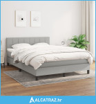 Krevet s oprugama i madracem svjetlosivi 140x190 cm od tkanine - NOVO