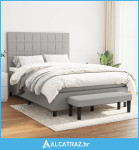 Krevet s oprugama i madracem svjetlosivi 140x190 cm od tkanine - NOVO