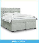 Krevet s oprugama i madracem svjetlosivi 180x200 cm baršunasti - NOVO