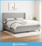 Krevet s oprugama i madracem svjetlosivi 200 x 200cm od tkanine - NOVO