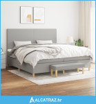 Krevet s oprugama i madracem svjetlosivi 200 x 200cm od tkanine - NOVO