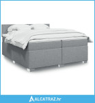 Krevet s oprugama i madracem svjetlosivi 200 x 200cm od tkanine - NOVO