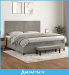 Krevet s oprugama i madracem svjetlosivi 200x200 cm baršunasti - NOVO