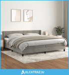 Krevet s oprugama i madracem svjetlosivi 200x200 cm baršunasti - NOVO