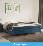 Krevet s oprugama i madracem tamnoplavi 200x200 cm baršunasti - NOVO