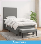 Krevet s oprugama i madracem tamnosivi 100 x 200 cm od tkanine - NOVO
