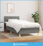 Krevet s oprugama i madracem tamnosivi 100 x 200 cm od tkanine - NOVO