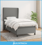 Krevet s oprugama i madracem tamnosivi 100 x 200 cm od tkanine - NOVO