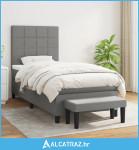 Krevet s oprugama i madracem tamnosivi 100 x 200 cm od tkanine - NOVO