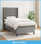 Krevet s oprugama i madracem tamnosivi 100 x 200 cm od tkanine - NOVO