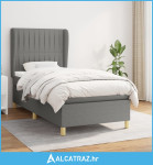 Krevet s oprugama i madracem tamnosivi 100 x 200 cm od tkanine - NOVO