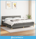 Krevet s oprugama i madracem tamnosivi 200 x 200 cm od tkanine - NOVO