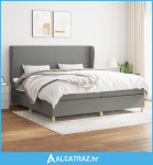 Krevet s oprugama i madracem tamnosivi 200 x 200 cm od tkanine - NOVO