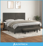 Krevet s oprugama i madracem tamnosivi 200x200 cm baršunasti - NOVO