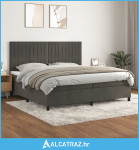 Krevet s oprugama i madracem tamnosivi 200x200 cm baršunasti - NOVO