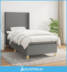 Krevet s oprugama i madracem tamnosivi 90 x 190 cm od tkanine - NOVO