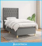 Krevet s oprugama i madracem tamnosivi 90x200 cm od tkanine - NOVO