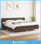 Krevet s oprugama i madracem tamnosmeđi 200x200 cm od tkanine - NOVO