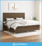 Krevet s oprugama i madracem tamnosmeđi 200x200 cm od tkanine - NOVO