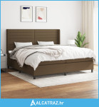 Krevet s oprugama i madracem tamnosmeđi 200x200 cm od tkanine - NOVO