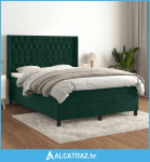 Krevet s oprugama i madracem tamnozeleni 140x200 cm baršunasti - NOVO