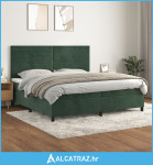 Krevet s oprugama i madracem tamnozeleni 200x200 cm baršunasti - NOVO