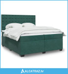 Krevet s oprugama i madracem tamnozeleni 200x200 cm baršunasti - NOVO