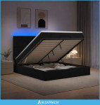 Krevet od pjene s madracem i LED-om Crna 140 x 190 cm Tkanina - NOVO
