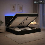 Krevet od pjene s madracem i LED-om Crna 200 x 200 cm Baršun - Crna 20