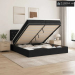 Krevet od pjene s madracem i LED-om Crna 200 x 200 cm Baršun - Crna 20