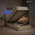 Krevet od pjene s madracem i LED-om Krem 100 x 200 cm Tkanina - Krem 1