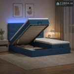Krevet od pjene s madracem i LED-om Plava 160 x 200 cm Tkanina - Plava