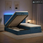 Krevet od pjene s madracem i LED-om Plava 160 x 200 cm Tkanina - Plava