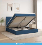 Krevet od pjene s madracem i LED-om Plava 160 x 200 cm Tkanina - NOVO