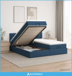 Krevet od pjene s madracem i LED-om Plava 200 x 200 cm Tkanina - NOVO
