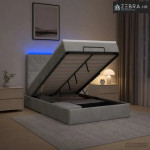 Krevet od pjene s madracem i LED-om Svjetlosiva 120 x 190 cm - Svjetlo