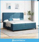 Krevet s podnicama i madracem tamnoplave boje 200x200 cm baršun - NOVO