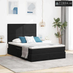 Krevet s prostorom za pohranu s LED-om Crna 140 x 190 cm Baršun