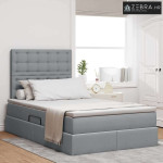 Krevet s prostorom za pohranu s LED-om Svijetlo siva Poliester