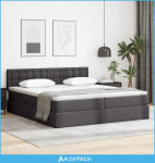 Krevet s prostorom za pohranu s LED-om Siva 180 x 200 cm - NOVO