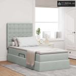 Krevet s prostorom za pohranu s LED-om Svijetlo siva Baršun