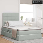 Krevet s prostorom za pohranu s LED-om Svijetlo siva Baršun